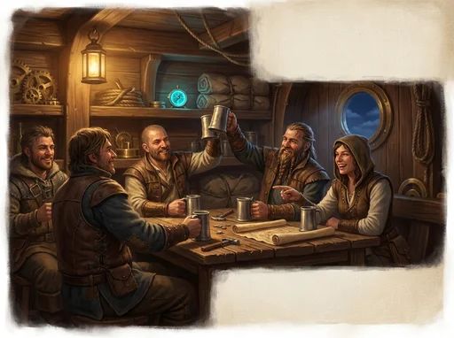 Debrief in the crew quarters